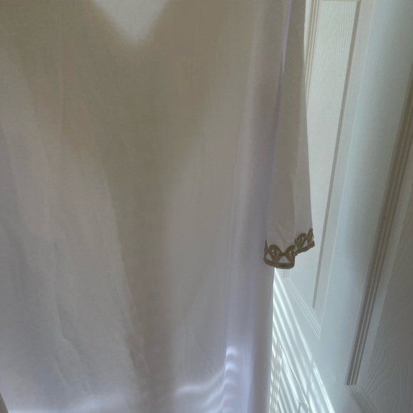 Source Unknown White Maxi Dress with Gold Fringe Trim - Picture 5 of 5